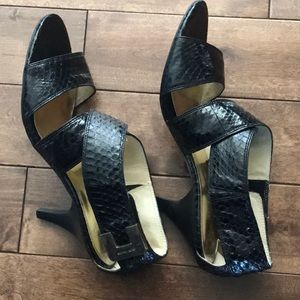 Michael Kors Snake Print Sandals- Black- Size 9.5